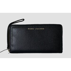 New Marc Jacobs The Groove Zip Around Continental Wallet Leather Black